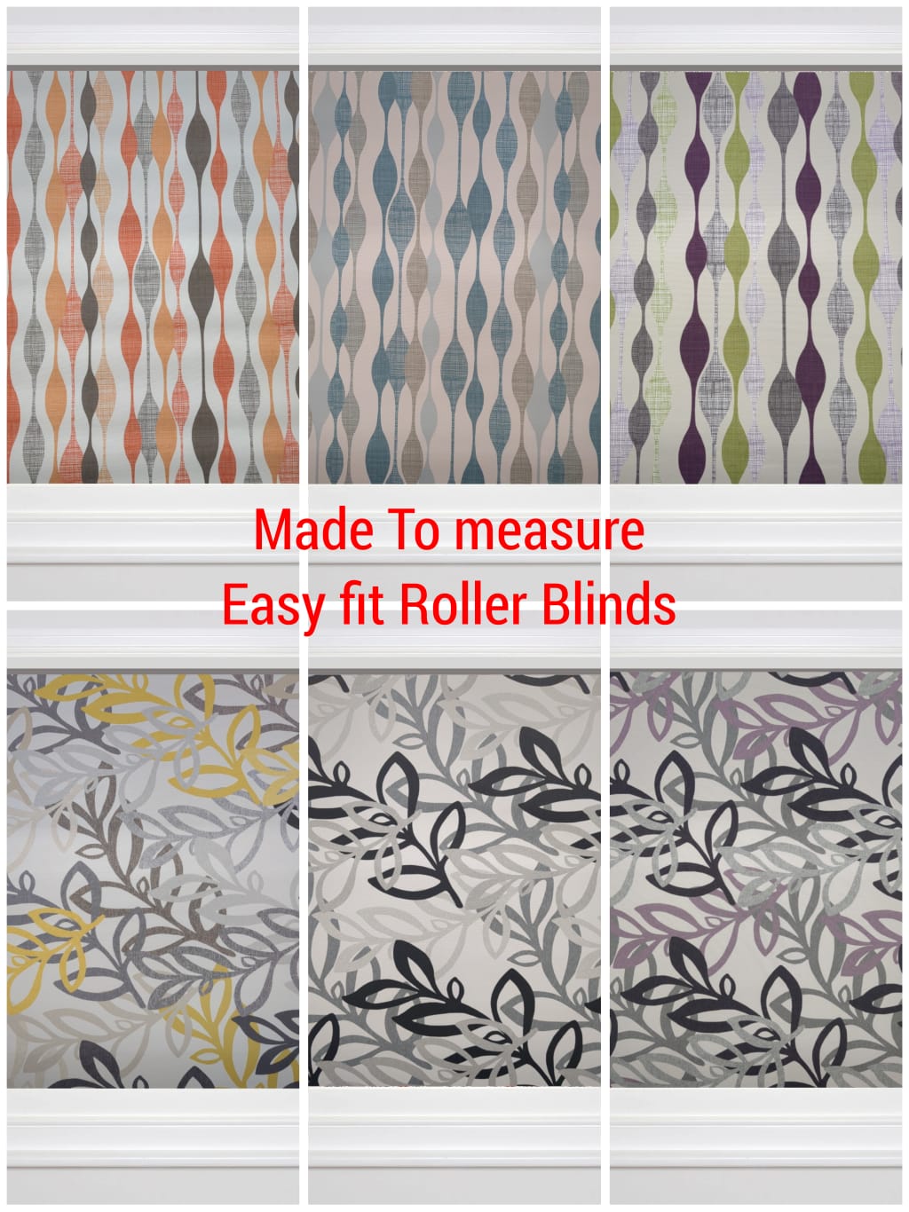 PATTERNED MADE TO MEASURE ROLLER BLINDS READY TO HANG - Queen Blinds ltd