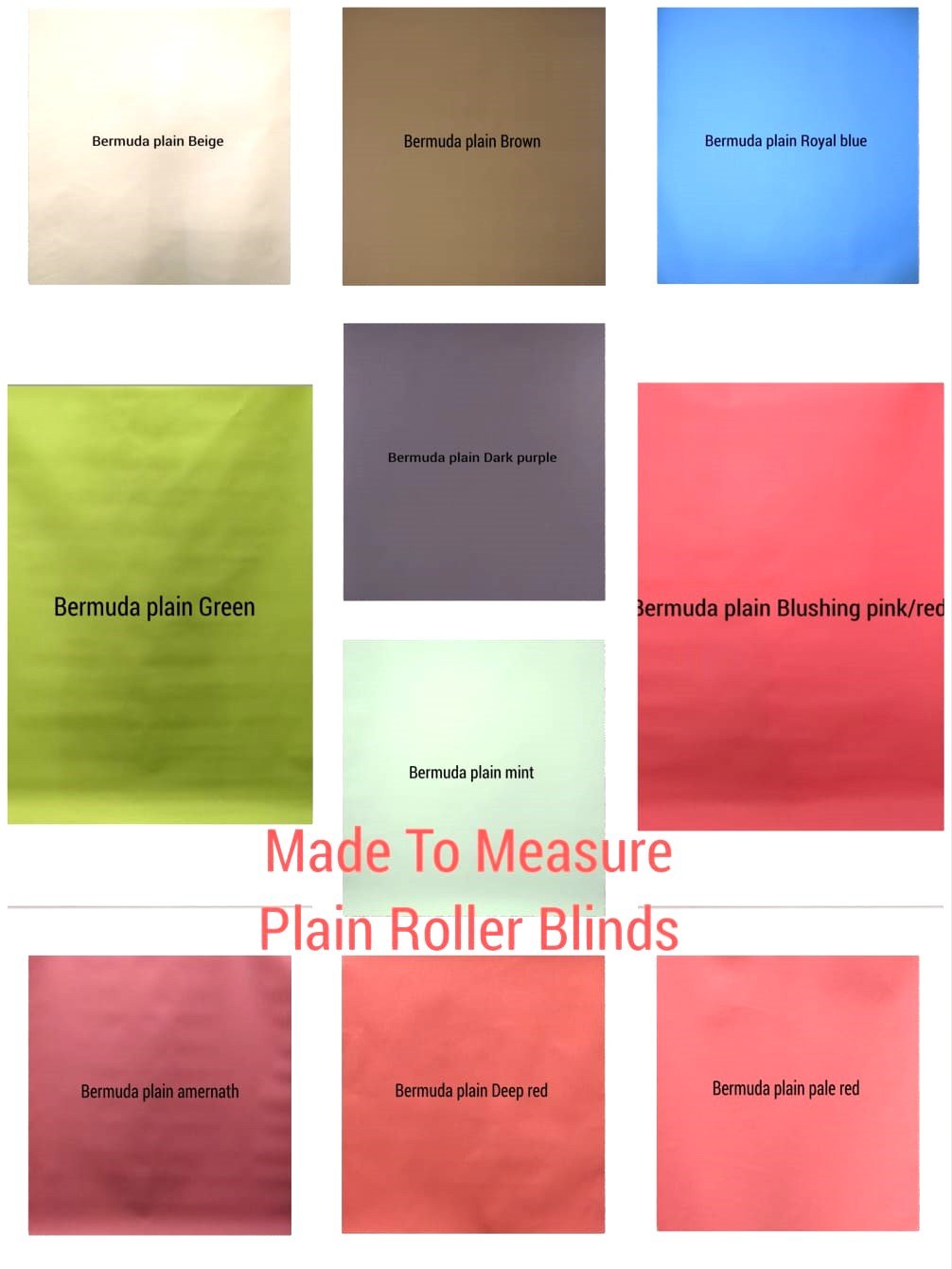 Plain Roller Blinds Made To Measure Ready To Hang Easy Fit MultiColoured - Queen Blinds ltd